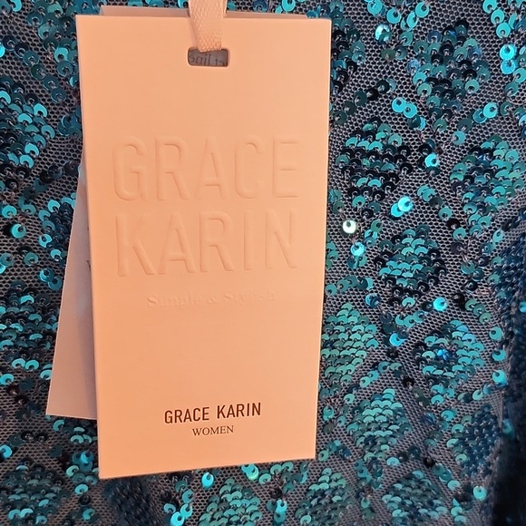 Teal Sequin Cocktail Dress, Small - Picture 6 of 10